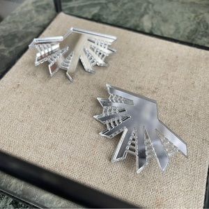 Artist-designed Laser cut mirrored acrylic earrings
